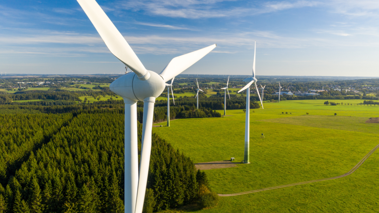 wind turbines and fields